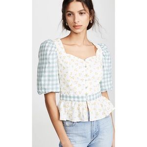 English Factory Ditsy Cherry Peplum Top SMALL